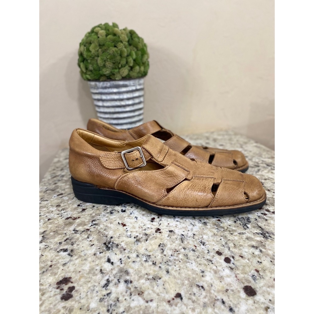 Johnston & Murphy Mens Tan Pebbled Leather Fisherman Sandals 12M 612 20 7234